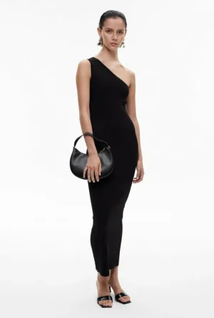 Sale | Dresses^Witchery Asymmetric Rib Knit Dress Black