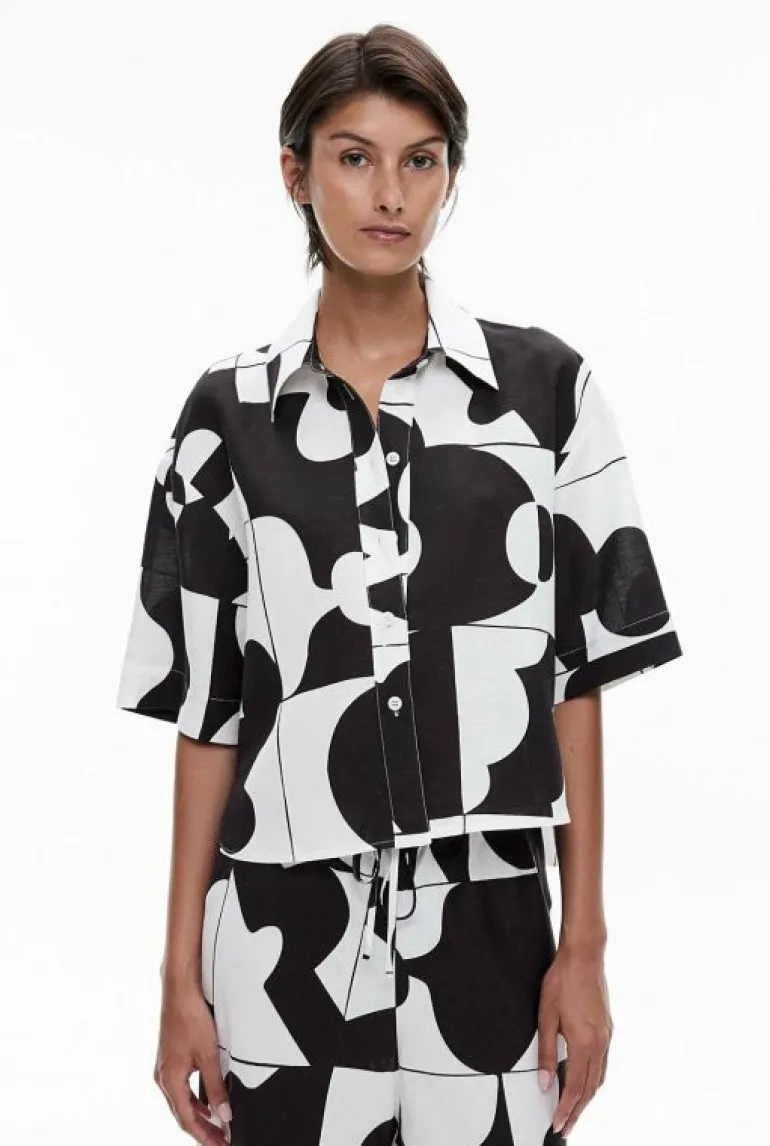 Shirts^Witchery Boxy Cropped Shirt GeoTileBlack