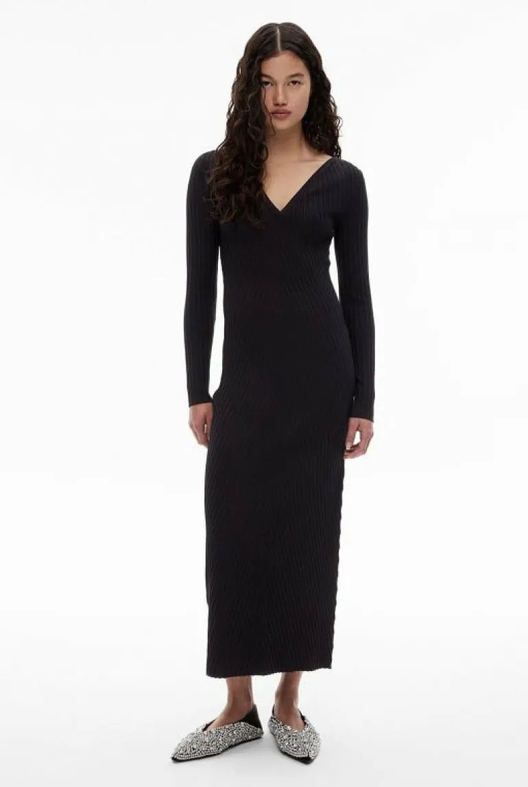 Sale | Dresses^Witchery Chevron Stripe Knit Dress Black