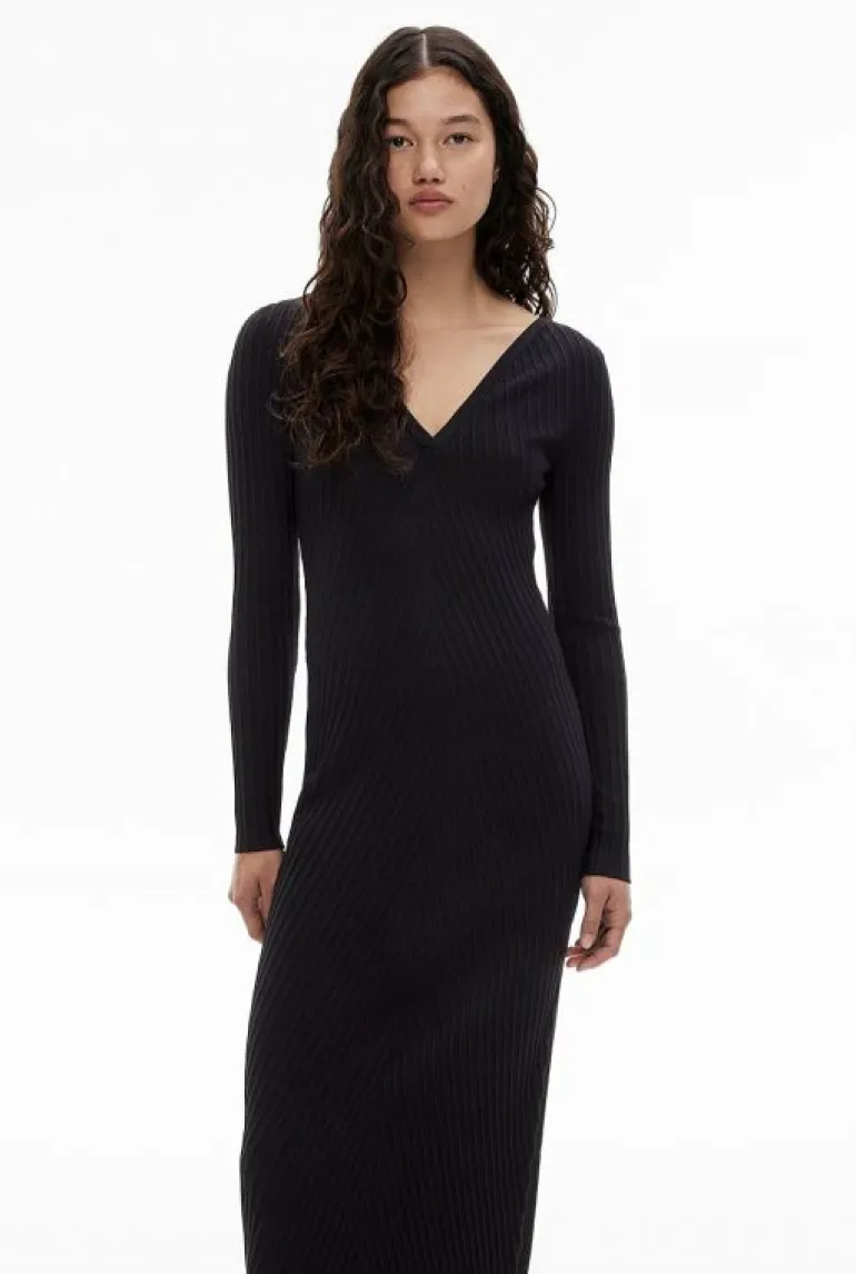 Sale | Dresses^Witchery Chevron Stripe Knit Dress Black