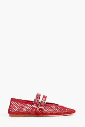 Flats^Witchery Cleo Mesh Flat FlameRed