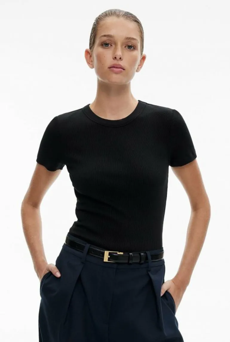 Tops & T Shirts^Witchery Crew Rib T-Shirt Black