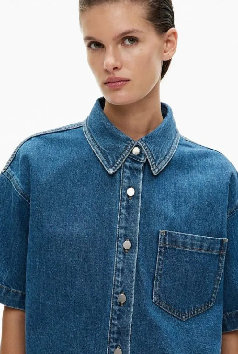 Shirts^Witchery Denim Crop Shirt Indigo