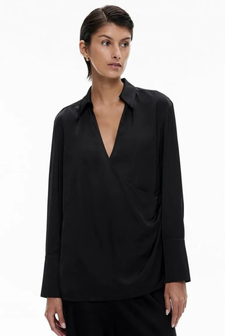 Tops & T Shirts | Shirts^Witchery Drape Wrap Shirt Black