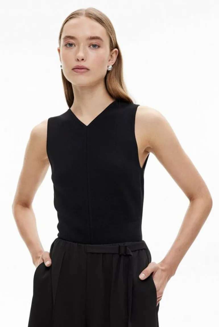 Tops & T Shirts | Knitwear^Witchery High V Knit Tank Black