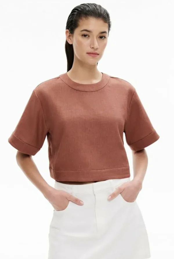 Shirts^Witchery Linen Crop Popover Black
