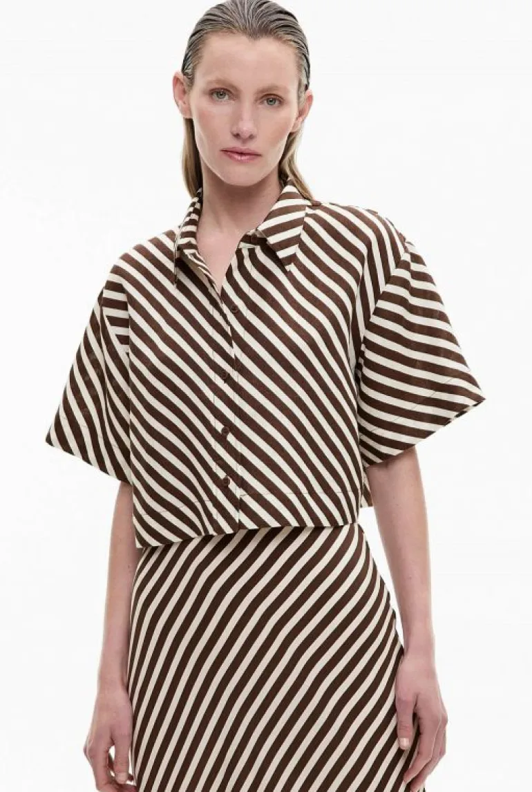 Sale | Shirts^Witchery Linen Crop Shirt ChocolateStripe