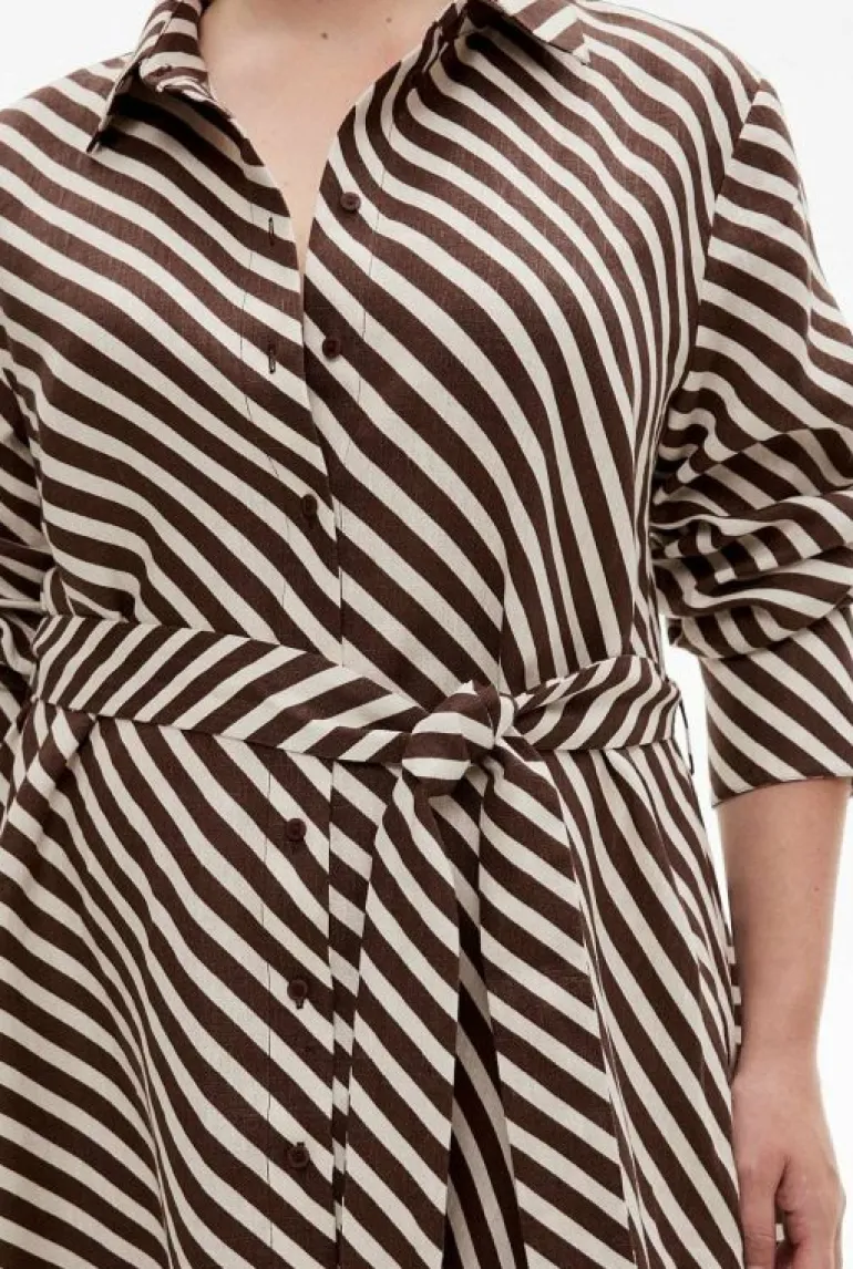 Sale | Dresses^Witchery Linen Mini Shirt Dress ChocolateStripe