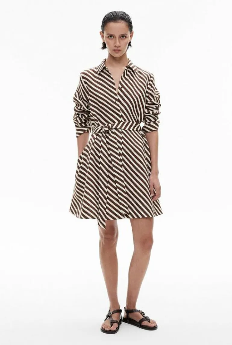 Sale | Dresses^Witchery Linen Mini Shirt Dress ChocolateStripe