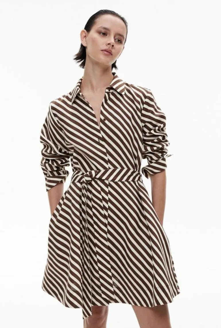 Sale | Dresses^Witchery Linen Mini Shirt Dress ChocolateStripe