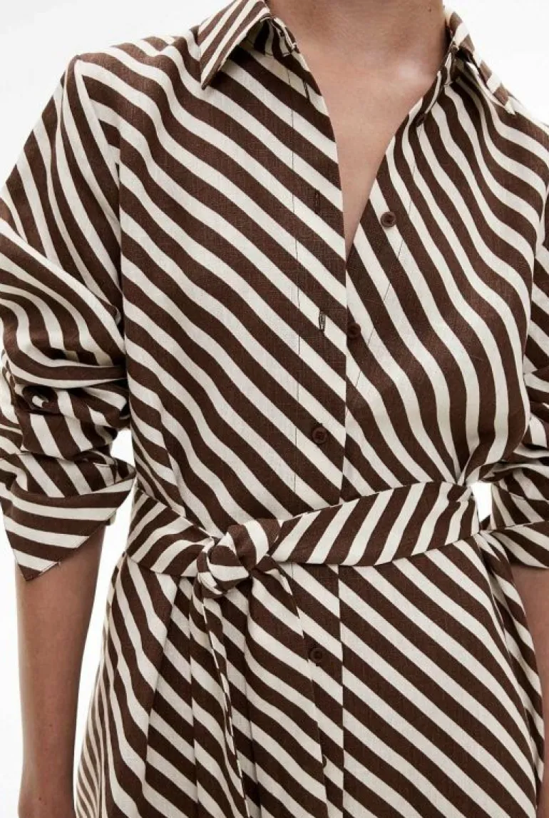 Sale | Dresses^Witchery Linen Mini Shirt Dress ChocolateStripe