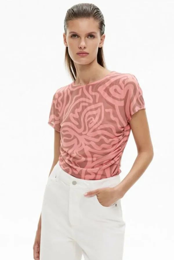 Tops & T Shirts^Witchery Mesh Gather Top RosewoodPrint