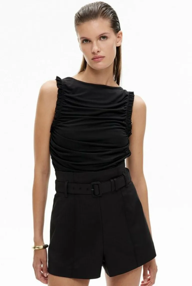 Tops & T Shirts^Witchery Mesh Ruffle Top Black