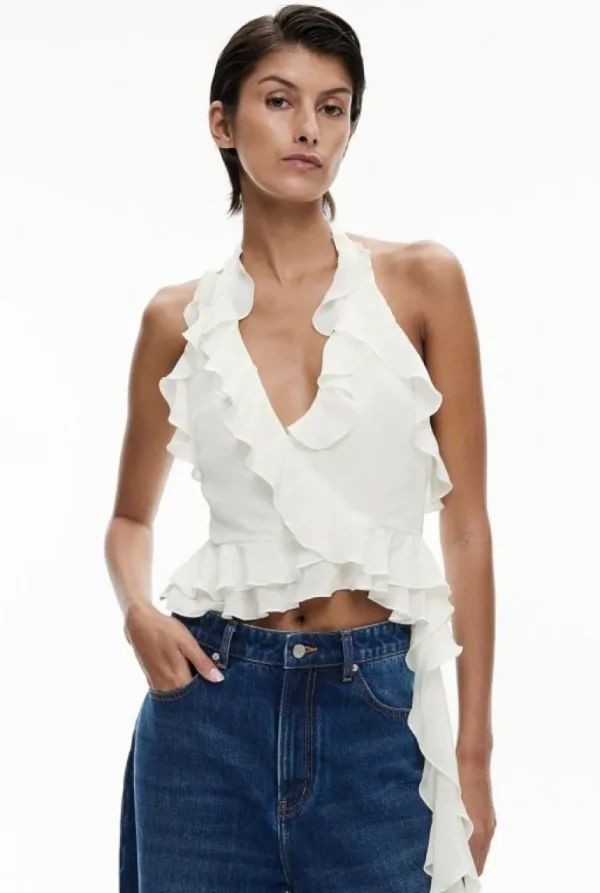 Tops & T Shirts | Shirts^Witchery Ruffle Halter Top Chalk