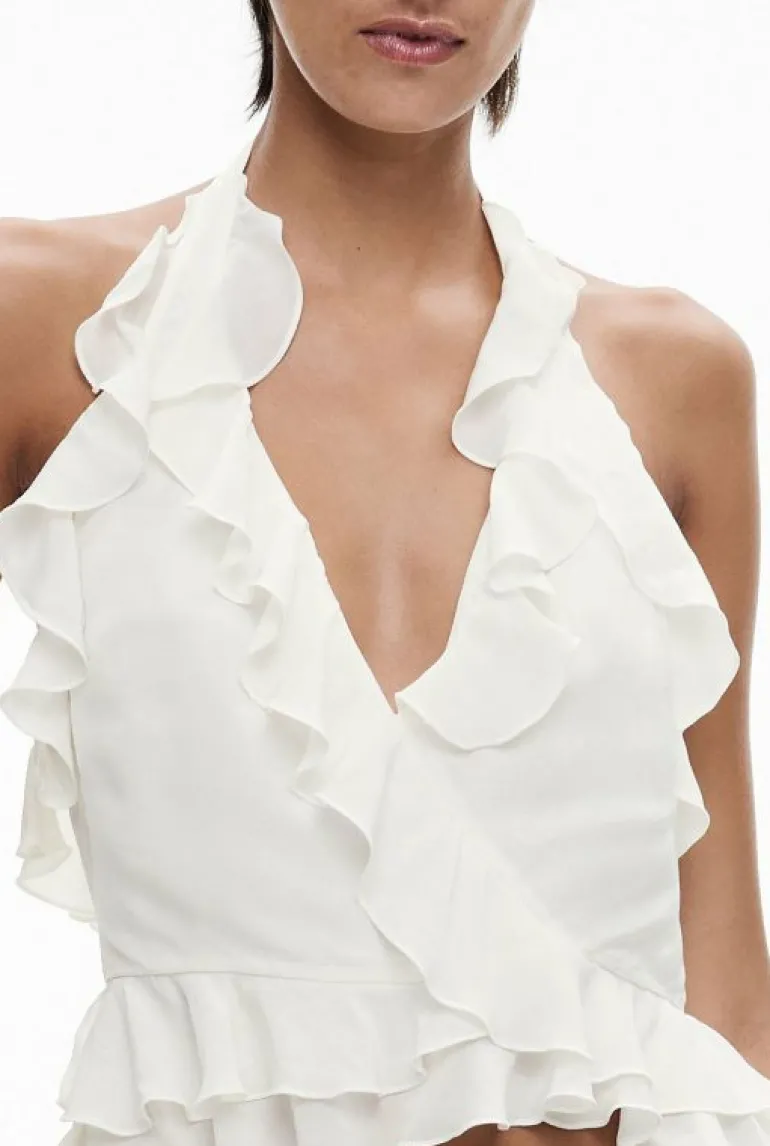 Tops & T Shirts | Shirts^Witchery Ruffle Halter Top Chalk