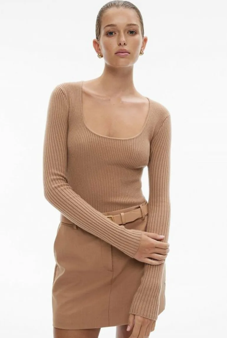Sale | Tops & T Shirts^Witchery Scoop Neck Long Sleeve Knit Camel