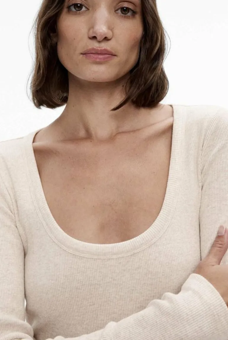 Sale | Tops & T Shirts^Witchery Scoop Neck Rib Top OatmealMarle