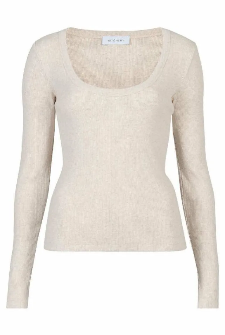 Sale | Tops & T Shirts^Witchery Scoop Neck Rib Top OatmealMarle