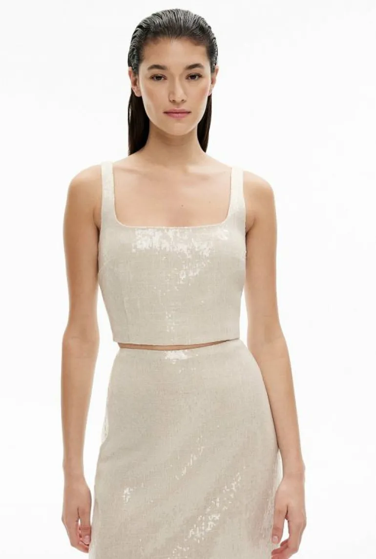 Tops & T Shirts | Shirts^Witchery Sequin Linen Top StoneYd