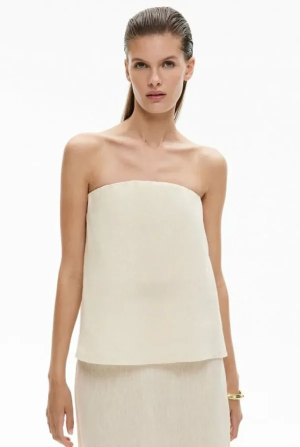 Shirts^Witchery Strapless Linen Top StoneYd