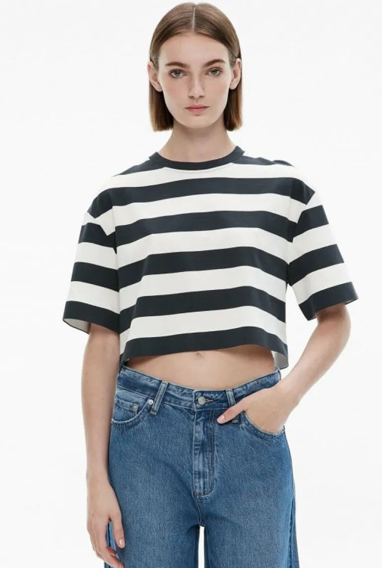 Sale | Tops & T Shirts^Witchery Stripe Crop T-Shirt BlueGrey