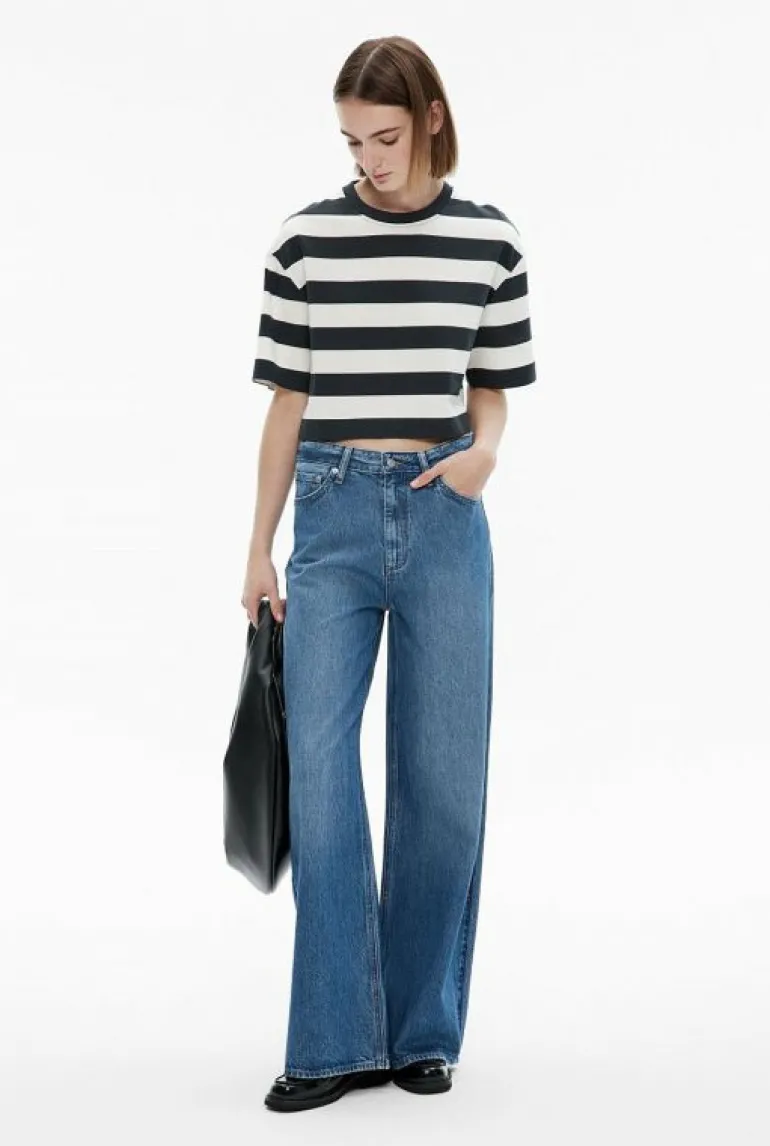 Sale | Tops & T Shirts^Witchery Stripe Crop T-Shirt BlueGrey