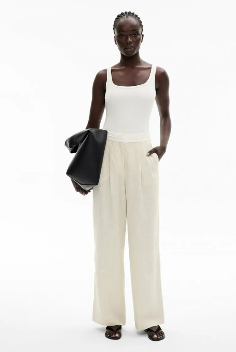 Pants^Witchery Waist Detail Linen Pant StoneYd